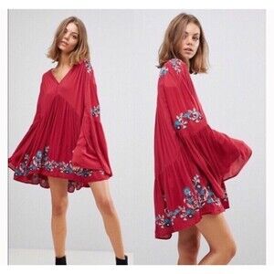 Free People Embroidered Floral Mini Silhouette Dress Size XS Women’s MSRP $148